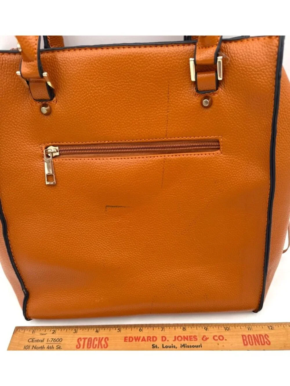 Mellow World Faux Leather Tote/Satchel Detachable Strap & Gold Hardware